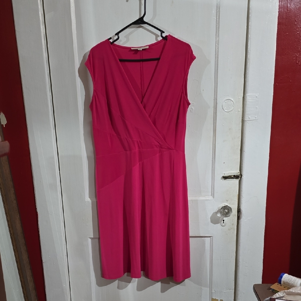 Evan Picone Vibrant Pink Midi Dress